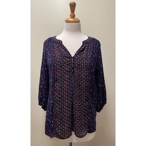 Cynthia Rowley 3/4 Sleeve Multi V-Neck Blouse